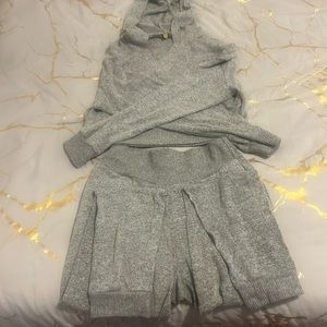 Gray hoodie and sweatpants
